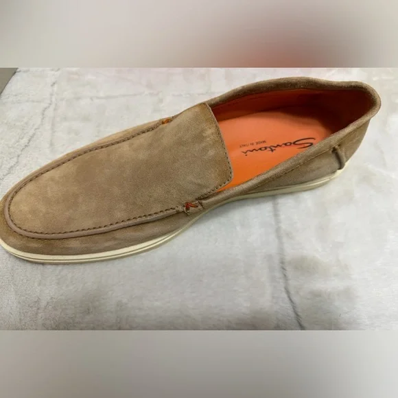 NEW! $850 Santoni Botanist Light Brown Tan Suede Men display picture 3